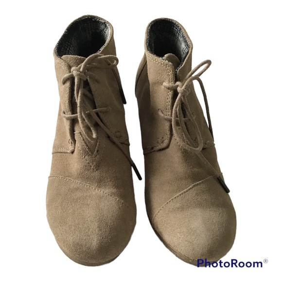 Toms Suede Desert Wedge Booties Size 8 - Picture 4 of 13